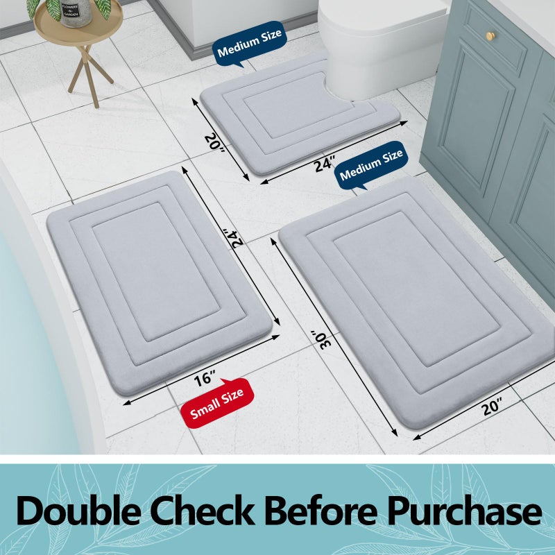 Arotive Memory Foam Bathroom Rug Mat 24x16  Ultra Soft and Absorbent Bath Mat  Machine Wash Dry  Comfortable Bath Rug Carpet for Bathroom Floor  Tub and Shower  Grey - Image 5