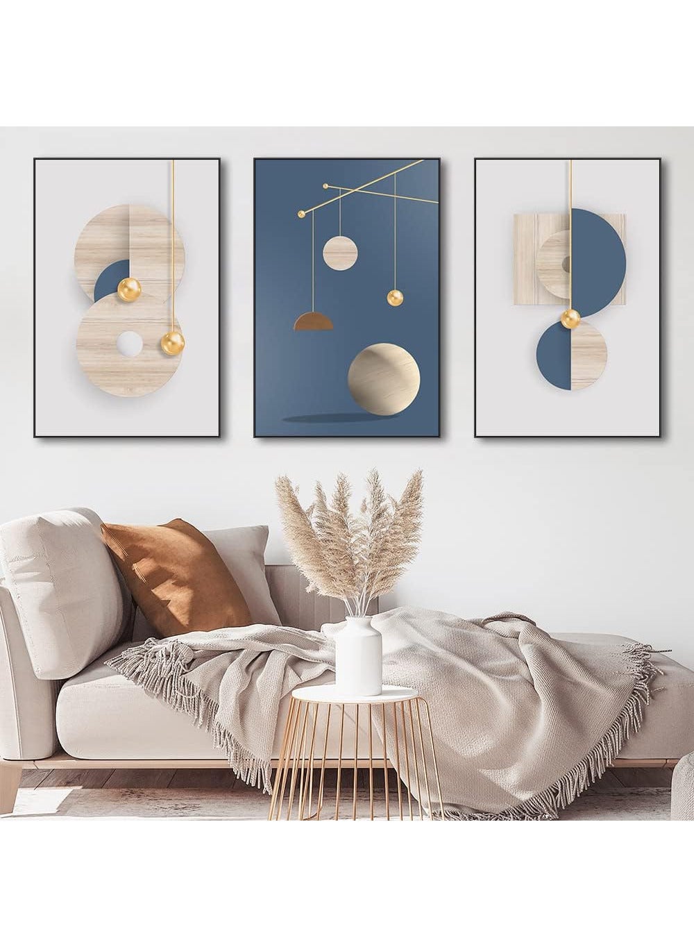 3PCS Wall Art Bright Style Minimalist Decor Modern Abstract Canvas Prints Poster Picture Framed Paintings Decorations