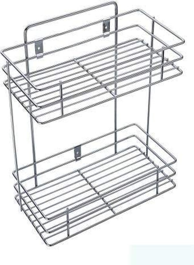 SOLINO Multipurpose Stainless Steel Storage Rack Double N Triple Layer Kitchen Rack Bathroom Shelves Racks Steel Wall Mounted Spice Bottle Holder - Image 3