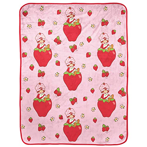 Strawberry Shortcake Pink Strawberries Galore Nogginz Set - 40 x 50 Inch Blanket & Pillow, Kids Super Soft 2 Piece Set - Image 2