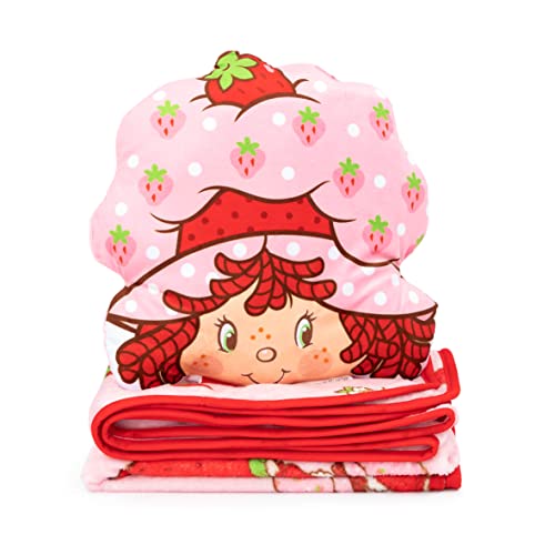 Strawberry Shortcake Pink Strawberries Galore Nogginz Set - 40 x 50 Inch Blanket & Pillow, Kids Super Soft 2 Piece Set - Image 5