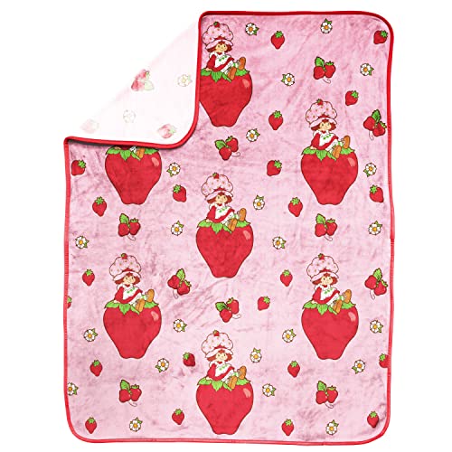 Strawberry Shortcake Pink Strawberries Galore Nogginz Set - 40 x 50 Inch Blanket & Pillow, Kids Super Soft 2 Piece Set - Image 3