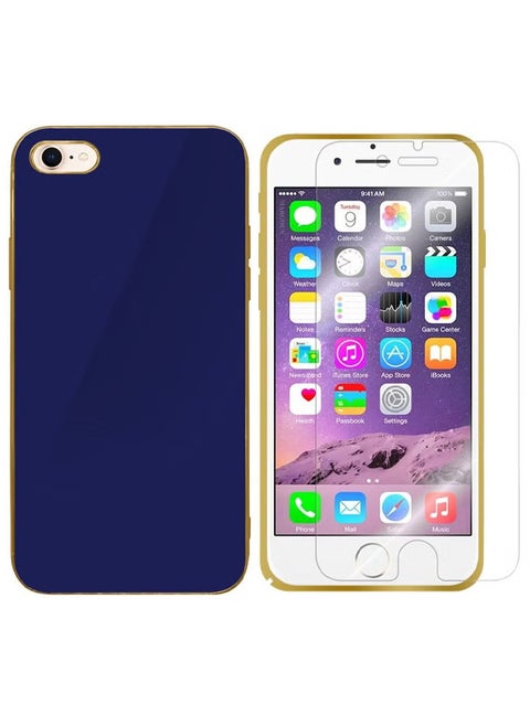 for iPhone 8/7/SE 2022/SE 2020 Case Shockproof Hard PC Electroplated Ultra Thin Back Cover with Screen Protector Tempered Glass 4.7 inch