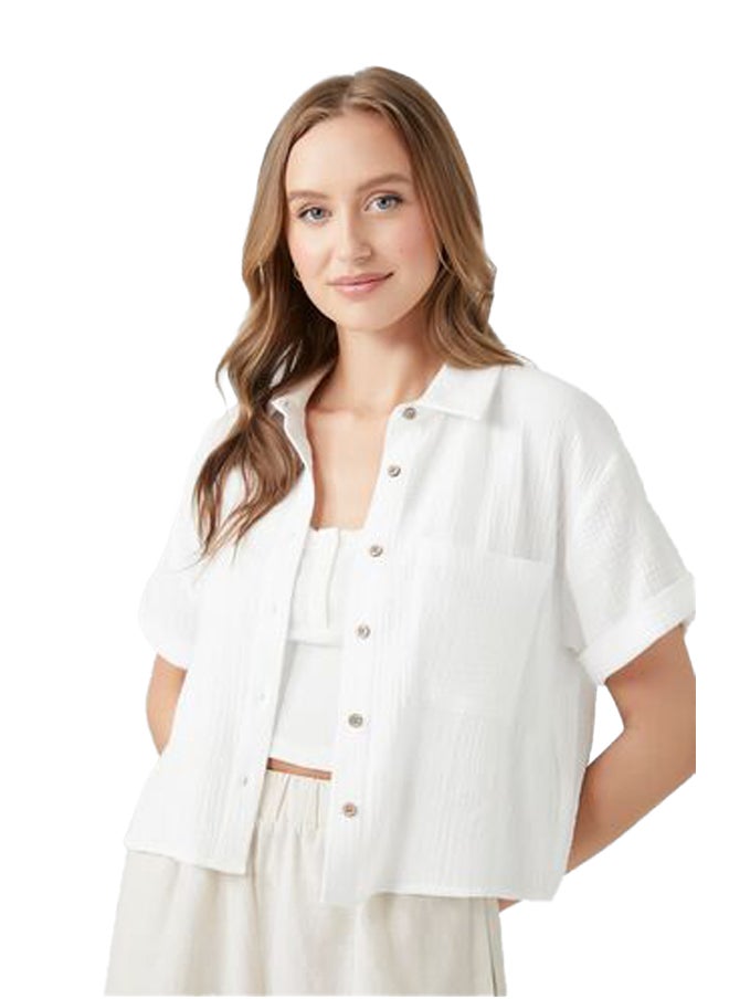 FOREVER 21 Textured Boxy Short-Sleeve Shirt  - Image 1