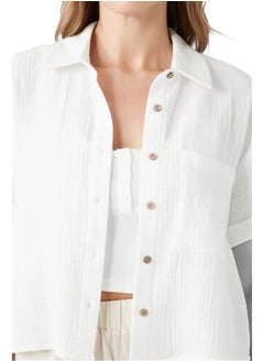 FOREVER 21 Textured Boxy Short-Sleeve Shirt  - Image 4