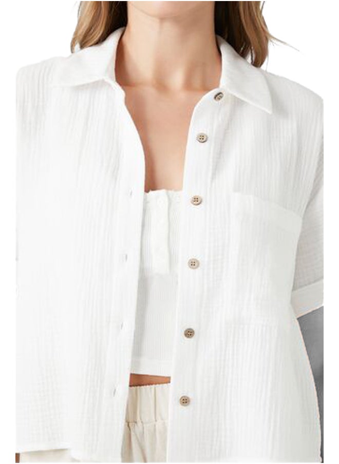 FOREVER 21 Textured Boxy Short-Sleeve Shirt  - Image 4