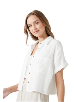 FOREVER 21 Textured Boxy Short-Sleeve Shirt  - Image 2