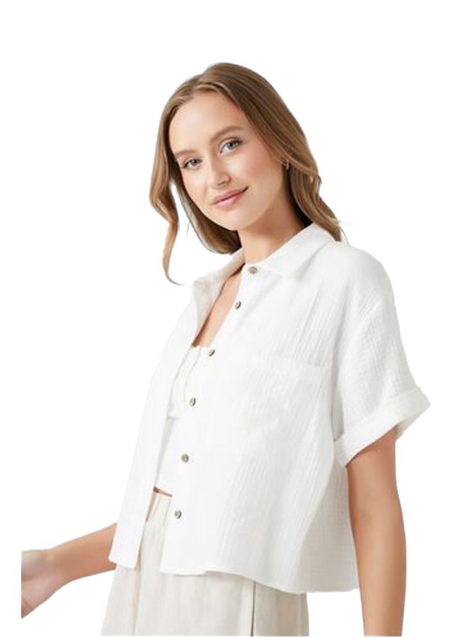 FOREVER 21 Textured Boxy Short-Sleeve Shirt  - Image 2
