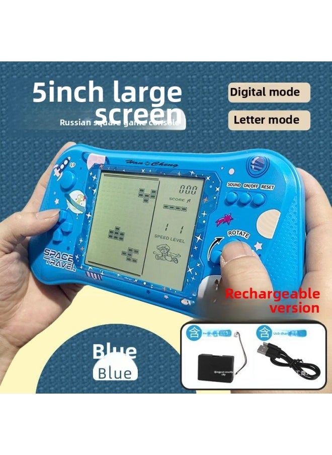 Old-fashioned Nostalgic Tetris Game Machine Game Machine Children's Toy Boy Screen Handheld Machine Other-Colour:Top Charging Version Black [with Usb Charging Cable]