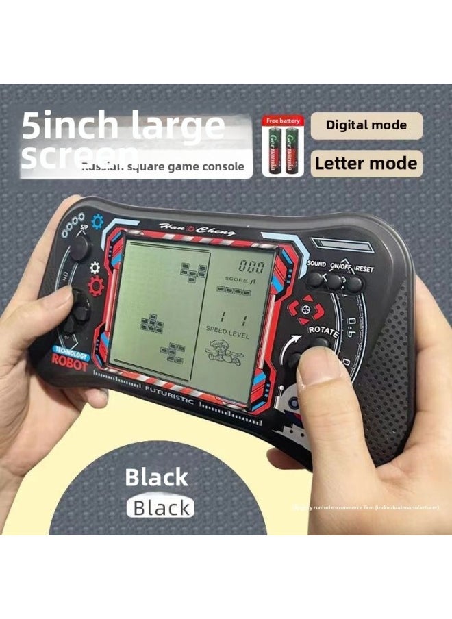 Old-fashioned Nostalgic Tetris Game Machine Game Machine Children's Toy Boy Screen Handheld Machine Other-Colour:Top Charging Version Black [with Usb Charging Cable]