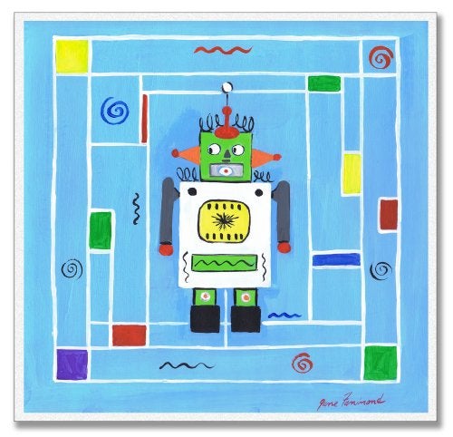 Stupell Industries The Kids Room by Stupell Robot on Blue Background Square Wall Plaque - Image 4