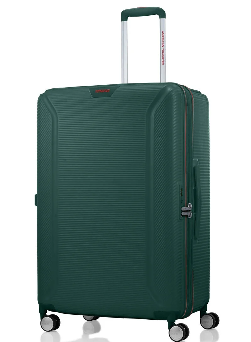 Robotech Suitcase, Check-In Size 77 cm / 28 inch, 4 Spinner Wheels, Hard Top, Polycarbonate, Dark Green TSA Lock|DuoSaf™ Security Zipper|PlentiVol™ Maximum Volume|Expandable - 3 Years International Warranty