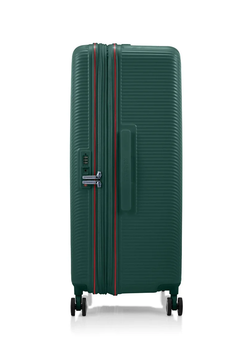 AMERICAN TOURISTER  Robotech Suitcase, Check-In Size 77 cm / 28 inch, 4 Spinner Wheels, Hard Top, Polycarbonate, Dark Green TSA Lock|DuoSaf™ Security Zipper|PlentiVol™ Maximum Volume|Expandable - 3 Years International Warranty  | Best Price UAE