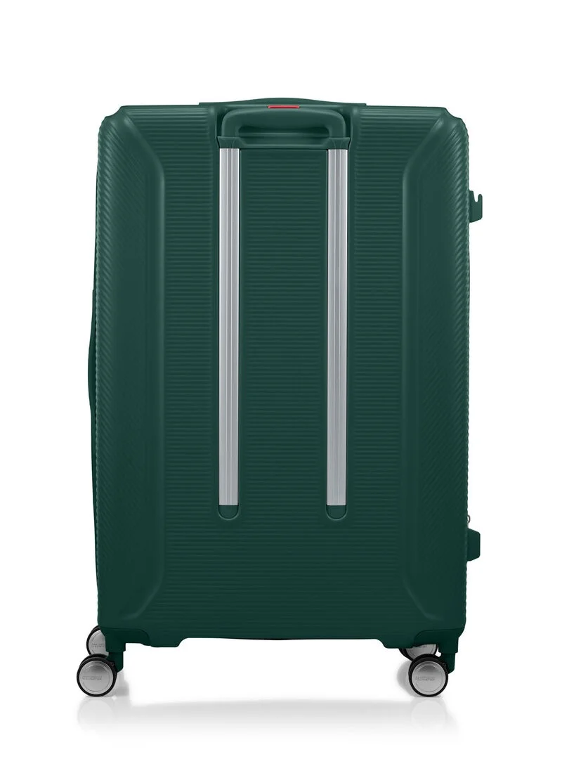 AMERICAN TOURISTER  Robotech Suitcase, Check-In Size 77 cm / 28 inch, 4 Spinner Wheels, Hard Top, Polycarbonate, Dark Green TSA Lock|DuoSaf™ Security Zipper|PlentiVol™ Maximum Volume|Expandable - 3 Years International Warranty  | Best Price UAE