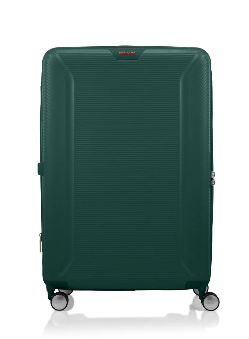 AMERICAN TOURISTER  Robotech Suitcase, Check-In Size 77 cm / 28 inch, 4 Spinner Wheels, Hard Top, Polycarbonate, Dark Green TSA Lock|DuoSaf™ Security Zipper|PlentiVol™ Maximum Volume|Expandable - 3 Years International Warranty  | Best Price UAE