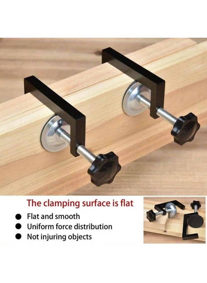 4 قطع من مشابك C الفولاذية الثقيلة باللون الأسود، أدوات معدنية قابلة للتعديل لأعمال النجارة - Image 2