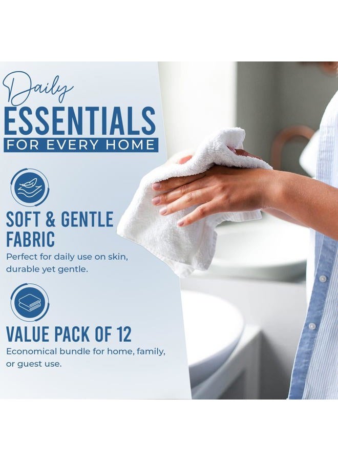 Dan River Washcloths - 12 Pack, 12x12 Inches, 400 GSM, White, 100% Cotton, Soft & Highly Absorbent Wash Cloths for Face and Body, Perfect for Bathroom, Makeup Removal, and Everyday Use - Image 3