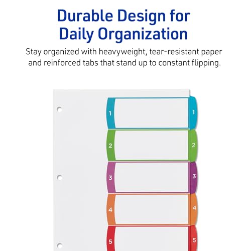 Avery® Ready Index® 1-5 Tab With Customizable Table Of Contents Binder Dividers, 8-1/2" x 11", 5 Tab, White/Multicolor, 1 Set - Image 5