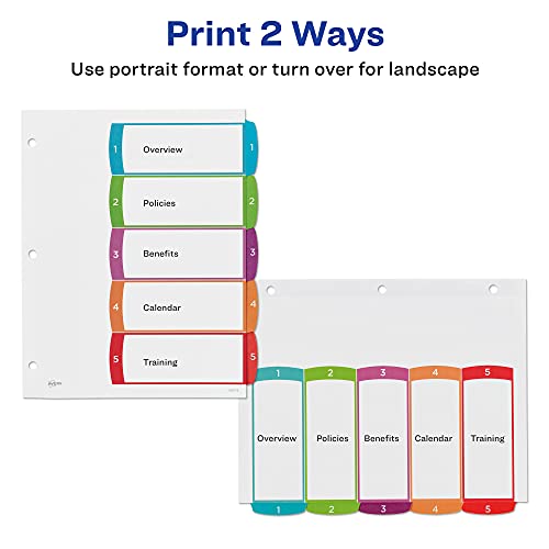 Avery® Ready Index® 1-5 Tab With Customizable Table Of Contents Binder Dividers, 8-1/2" x 11", 5 Tab, White/Multicolor, 1 Set - Image 3