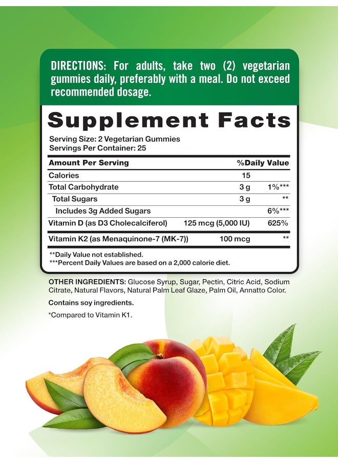Nature's Truth Nature's Truth Vitamin K2 + D3 Gummy Complex | 50 Count | Vegetarian, Non-GMO & Gluten Free Supplement | Natural Peach Mango Flavor  - Image 2