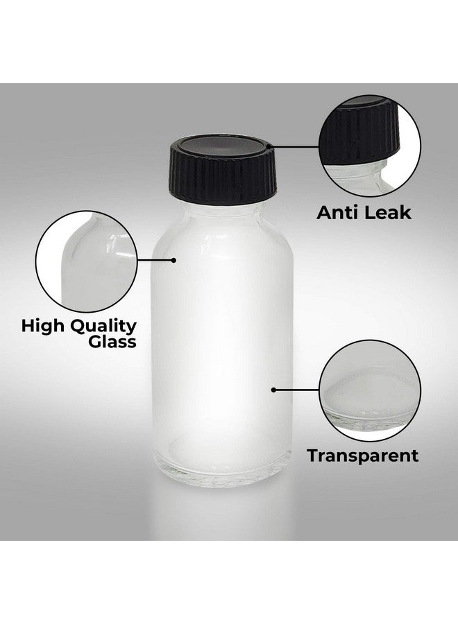 OniSavings 1 Oz Pack Of 6 Clear Boston Glass Round Bottle With Black Cap Onsivings - Image 3
