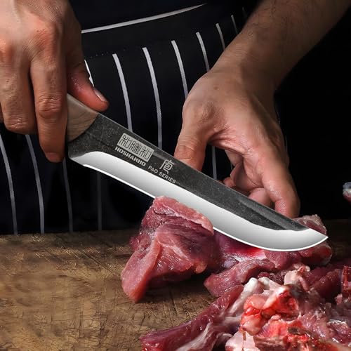 HOSHANHO 6.7 Inch Boning Knife for Meat Cutting, Super Sharp Fillet Knife for Fish, High Carbon Steel Hand Forged Butcher Knives for Brisket Trimming, BBQ, Camping - Image 5