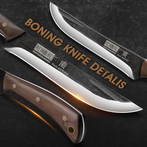 HOSHANHO 6.7 Inch Boning Knife for Meat Cutting, Super Sharp Fillet Knife for Fish, High Carbon Steel Hand Forged Butcher Knives for Brisket Trimming, BBQ, Camping - Image 4