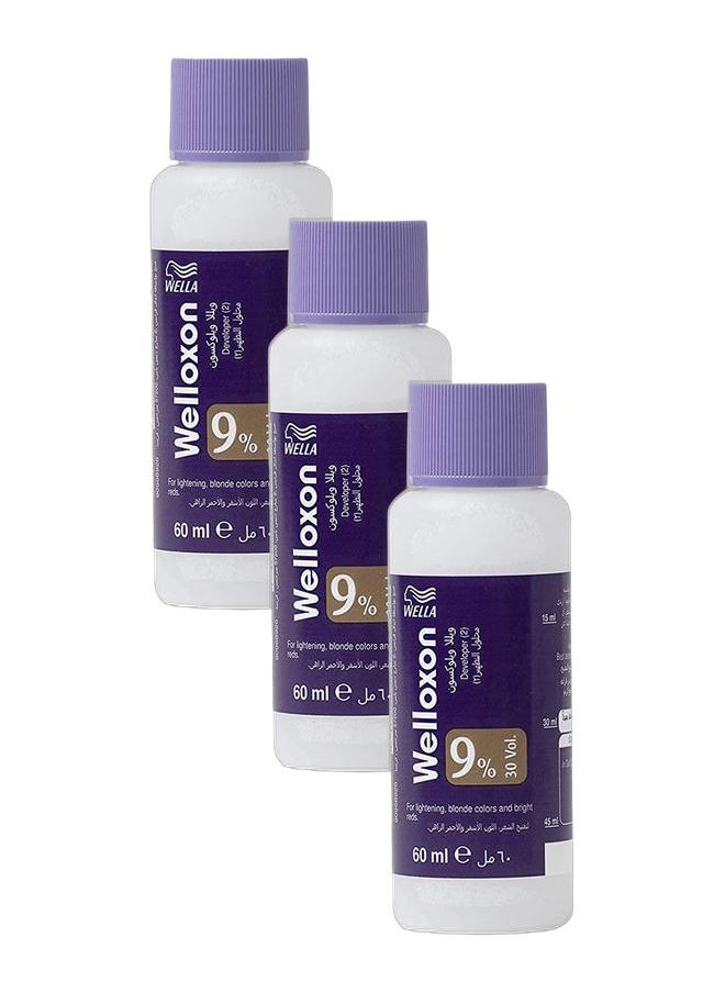 WELLA Welloxon Perfect Developer 9% (30 Vol) – Pack of 3 × 60 ml – Thick Cream Developer for 2‑Level Lift, Optimized for Koleston/Hair Color & Lightener  - Image 1