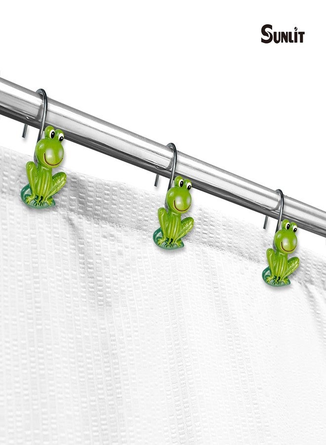 Sunlit Rustic Decorative Shower Curtain Hooks for Kids, Frog Shower Curtain Rings, Cabin Green Shower Curtain Hooks, Resin, Farmhouse Bathroom Decoration for Kids- 12 Pack - Image 3