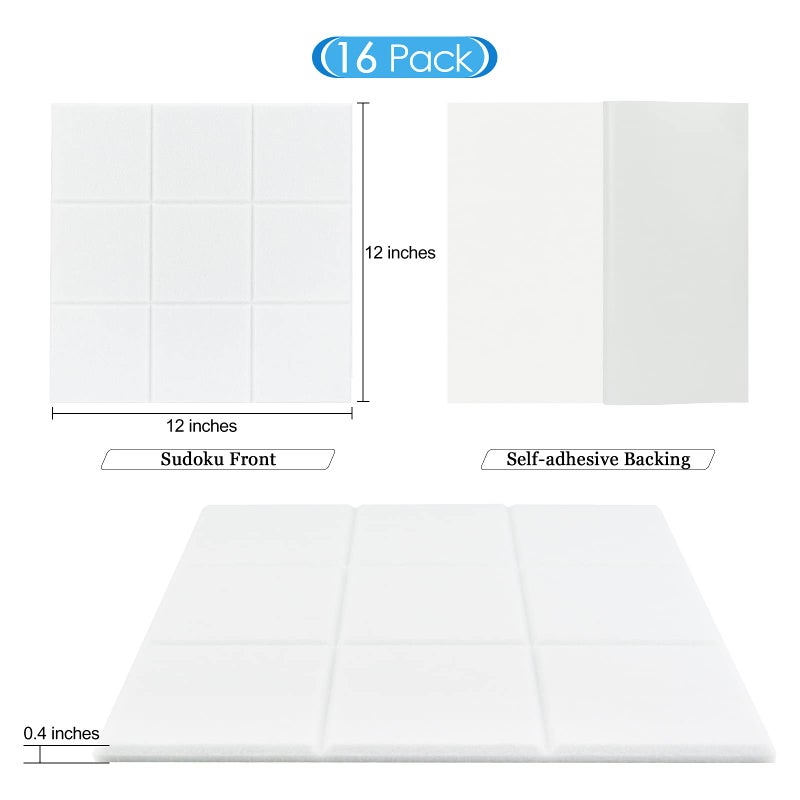 BXI Sound Absorber - 16 Pack Self-adhesive 12 X 12 X 0.4 Inches Acoustic Absorption Panels, Tackable Sound Absorbing Panels for Wall and Ceiling Acoustic Treatment - Image 2