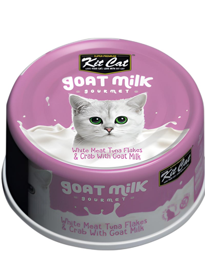 Kit Cat (24 packs) wet food with -  Meat Tuna Flakes & Crab With Goat Milk / for small and large cats / 70 grams - Image 2