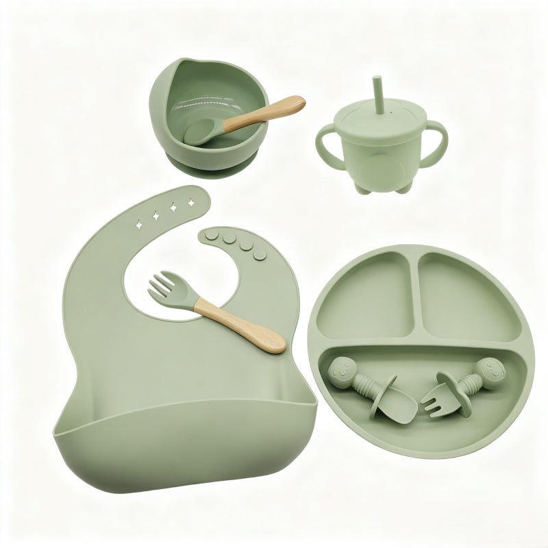 Baby Feeding Set: 6pcs Dark Blue Silicone Toddler Eating Utensils - BPA-Free Safe Material for Toddlers & Babies Home Feeding - Image 4