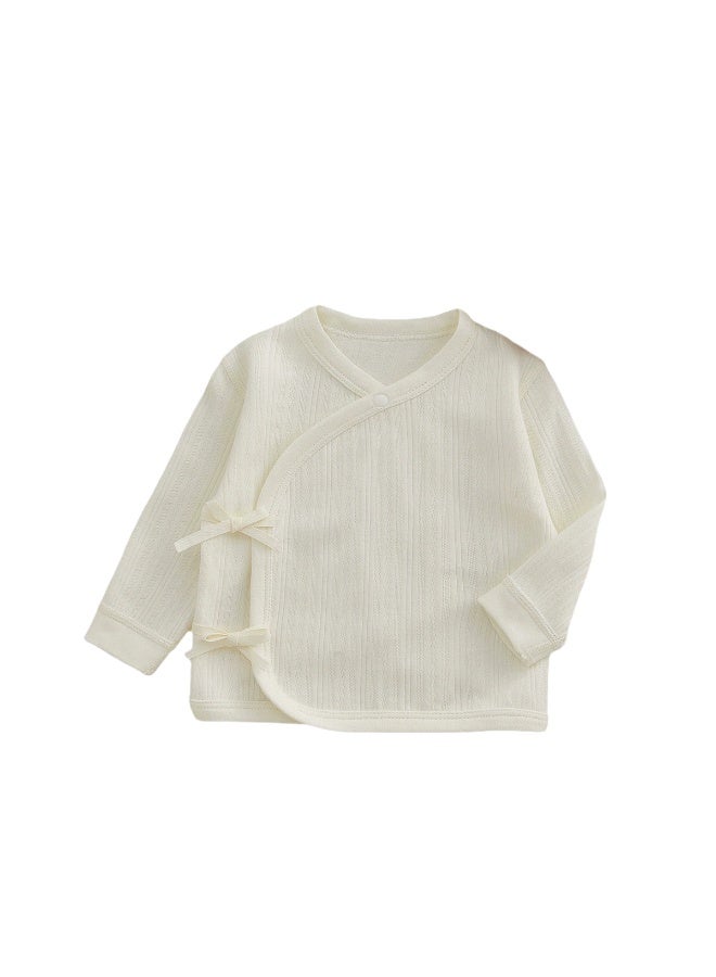 Half-back shirt for newborn babies, autumn newborn clothing, pure cotton seamless top, baby monk suit, newborn clothing single top, roasted chestnut color, 59cm. - Image 3