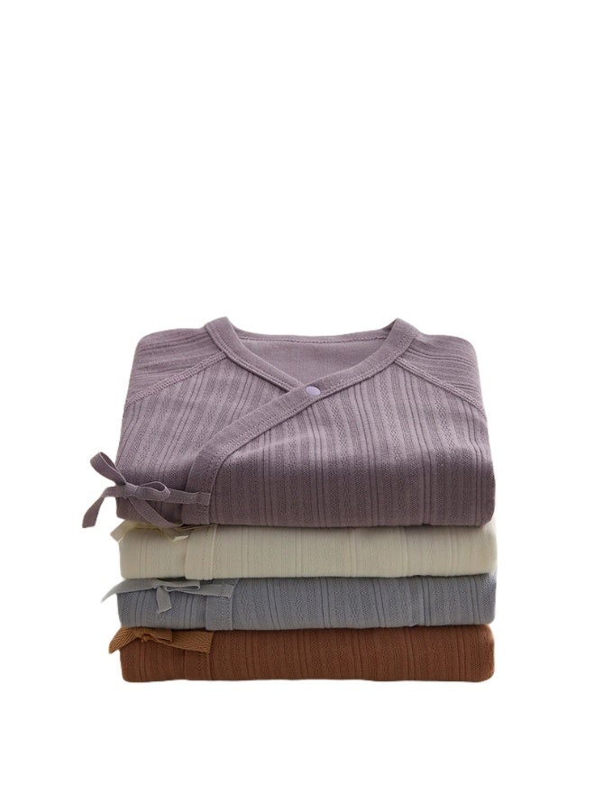 Half-back shirt for newborn babies, autumn newborn clothing, pure cotton seamless top, baby monk suit, newborn clothing single top, roasted chestnut color, 59cm. - Image 5