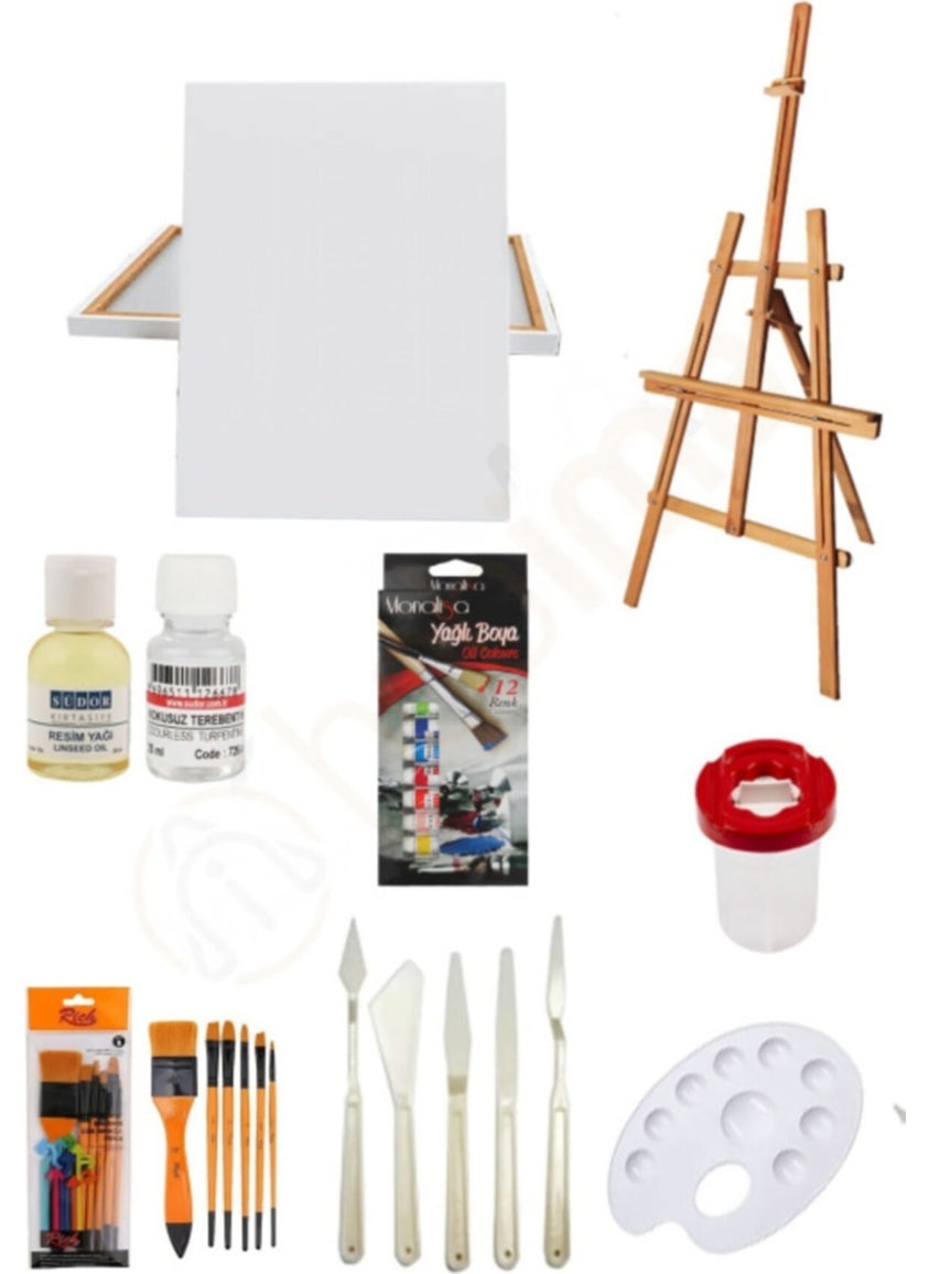 Glance Easel Oil Paint 12X12 ml 35X50 Canvas Set 