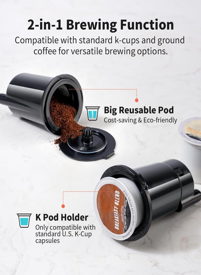 KIDISLE Hot & Iced Single Serve Coffee Maker for K Cup & Grounds, 6–16oz Brew Sizes, 40oz Water Tank, Reusable Pod Filter, Easy-to-Use for Home, Office, Dorm, Black - Image 3