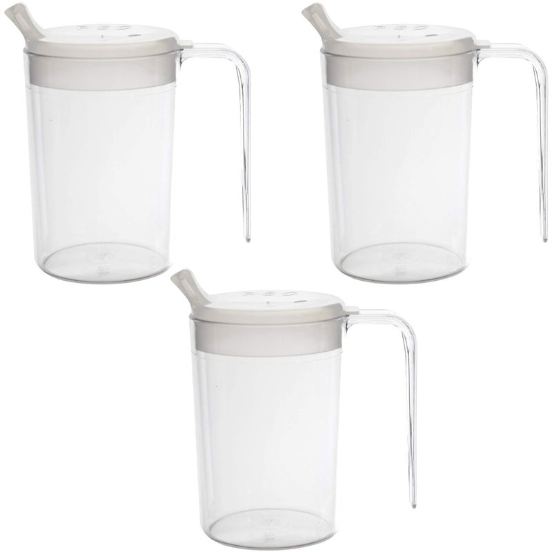Independence 10oz 1Handle Plastic Mug with 2 Style Lids Lightweight Drinking Cup with EasytoGrasp Handles for Hot and Cold Beverages PSC 55 SpillResistant Adult Sippy Cup  3 Pack