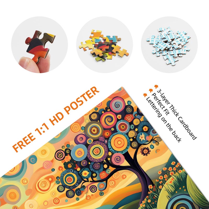 Hiwhy Colorful Tree Landscape 1000 Piece Puzzle for Adults - Fun Puzzles Art Painting Jigsaw Puzzles Family Game Home Decor - Image 4