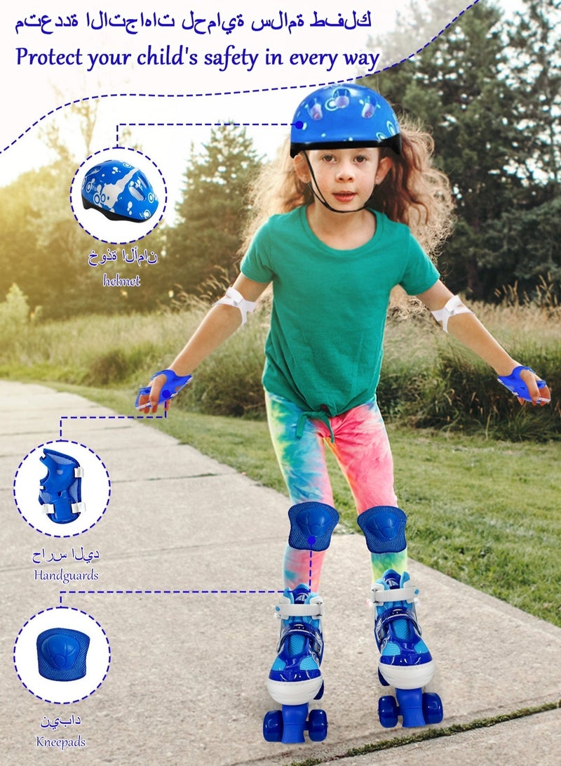 Arabayt Upgraded four-wheeled double-row children's ice skates with protective gear - suitable for foot length 21-24 cm, non-slip PU wheels, stable anti-tipping safety design, European size 35-38, suitable for indoor and outdoor use, suitable for boys and girls. - Image 2