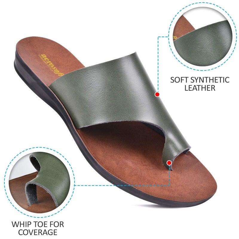 Aerosoft Daffodil Orthotic Comfortable Split-Toe Flat Slide Casual Summer Vacation Essentials Arch Support Flip Flop Sandals for Women (US 8, Daffodil Green) - Image 4