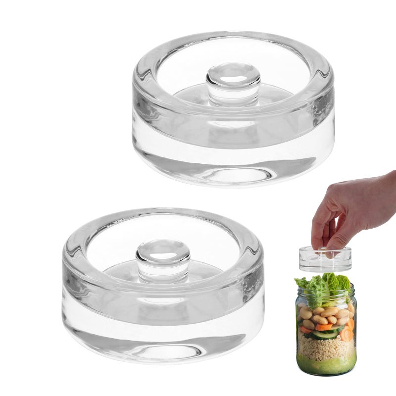 2Pcs WideMouth Fermentation Glass Weight Set With Easy Grip Perfect For Home Brewing Pickling Canning Fermented Fruits Sauerkraut Kimchi And More 2