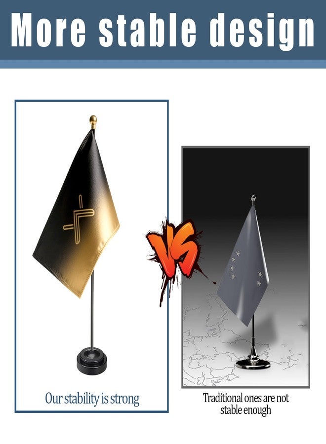 Eldraqth 4 Pack Desk Flag Holder Mini Flag Stands Black Table Flags Holders Negotiation Work Flags Stands 1 Hole Black Base For 4"x6" 5"x8" Stick Desk for Office Centerpiece Country Sports Team - Image 4