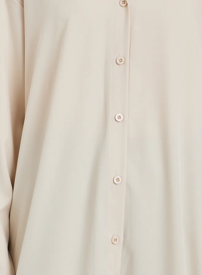 تايك تو Take Two Solid Collared Kimono with Button Closure