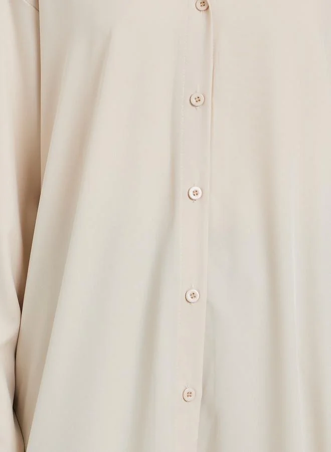 Take Two Solid Collared Kimono with Button Closure