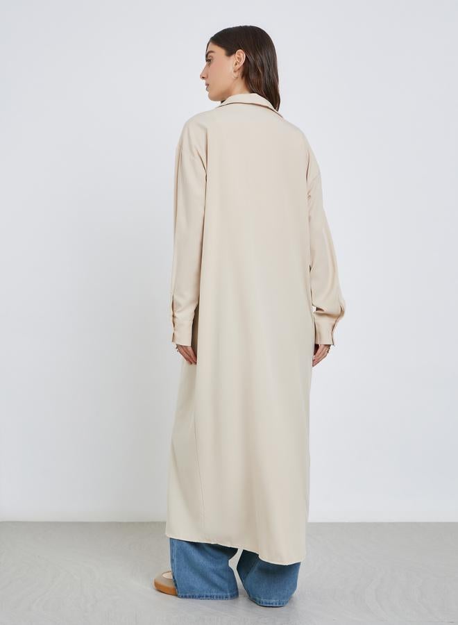 Take Two Solid Collared Kimono with Button Closure - Image 5