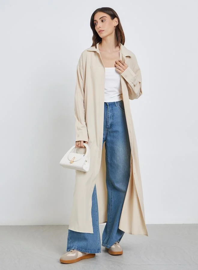 تايك تو كيمونو سادة بياقة وأزرار