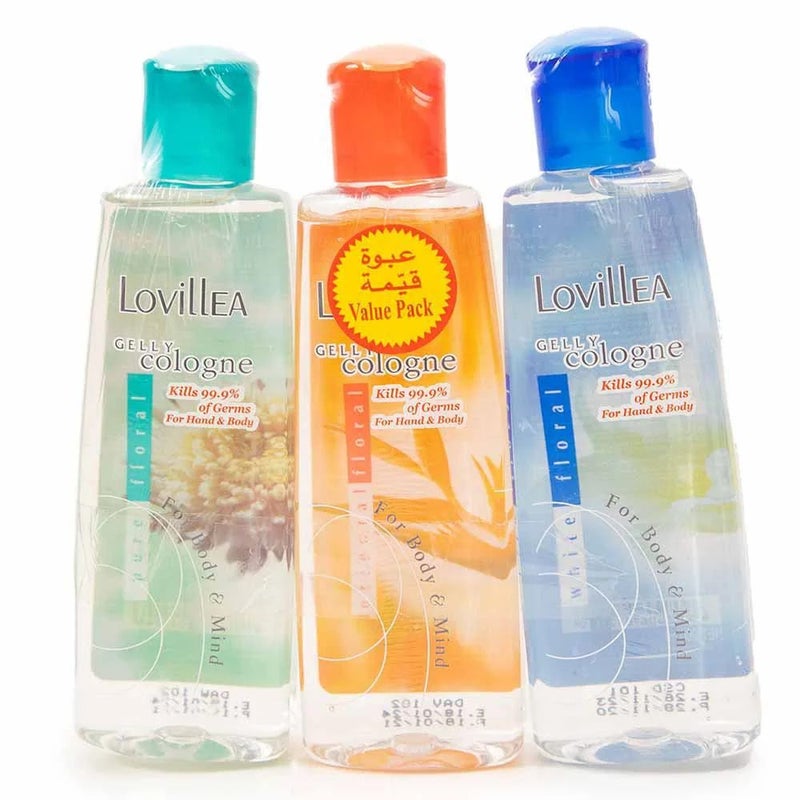 Lovillea Gelly Cologne for Women 200ml (Pack of 3), Mix Flavours. Pure, Oriental, White Floral