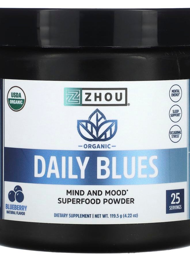 Zhou Nutrition Organic Daily Blues Blueberry 4.22 oz (119.5 g) 