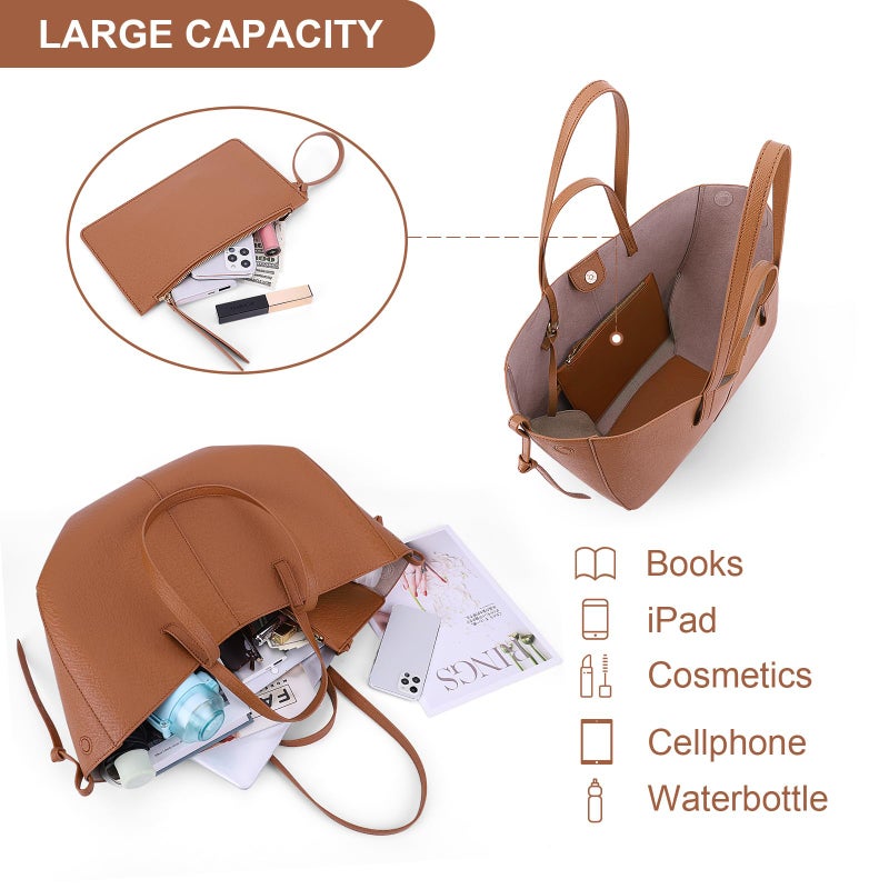 Juoxeepy Faux Leather Tote Bag Work Bag for Women Trendy Handbag Purse Fall Shoulder Bags with Magnetic Closure - Image 5