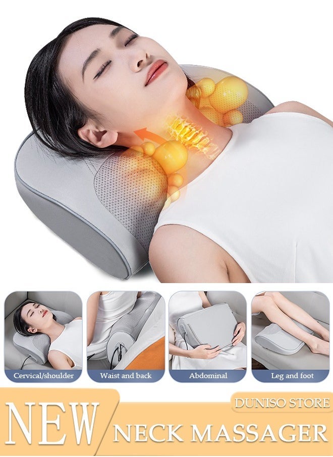 Neck Massage Pillow And Shoulders, Adomen, Legs Back Massager Relaxation With Electric Heating Kneading Therapy Portable Shiatsu Massage Cushion for Home, Office - Image 1